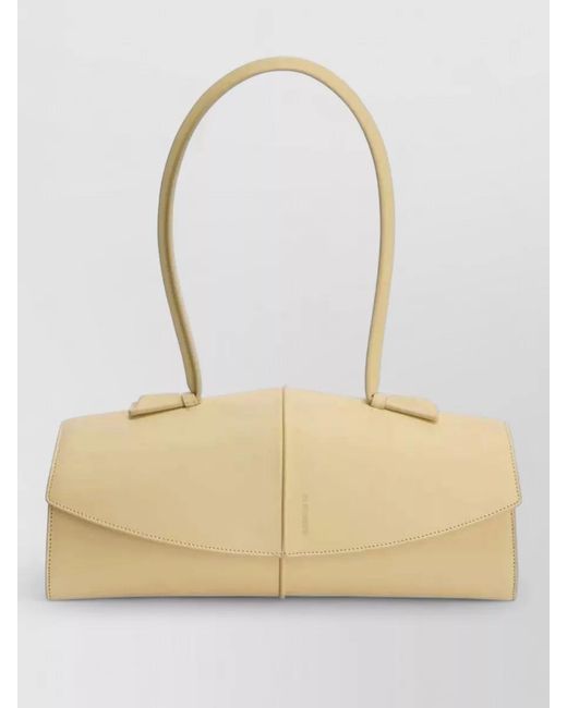 Jil Sander Natural Linea Leather Shoulder Bag Curved Flap
