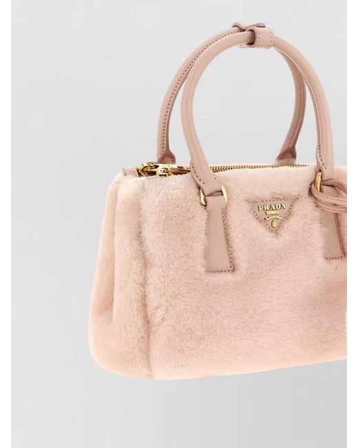 Prada Pink Galleria Mini Shoulder Bag Leather Straps