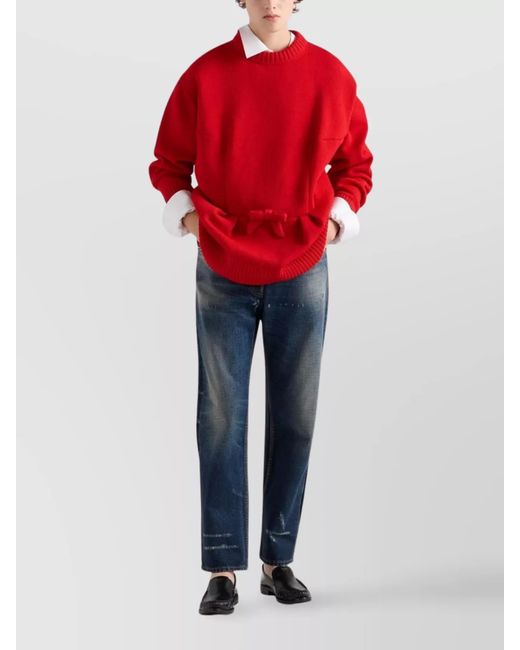 Prada Red Fine-Knit Jumper