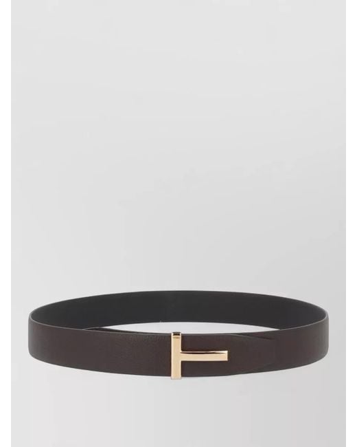 Tom Ford Gray Calf Leather Reversible Belt for men