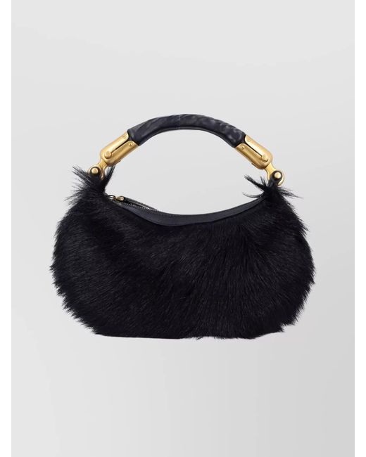 Balmain Blue Ebene Mini Fur Tote Bag