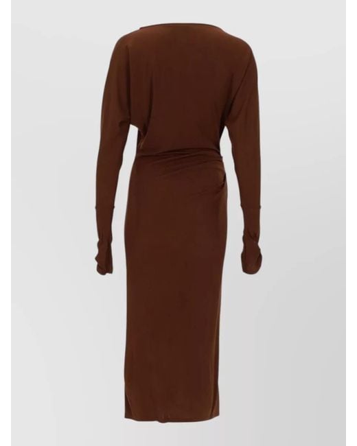 Max Mara Brown Draped Midi Dress