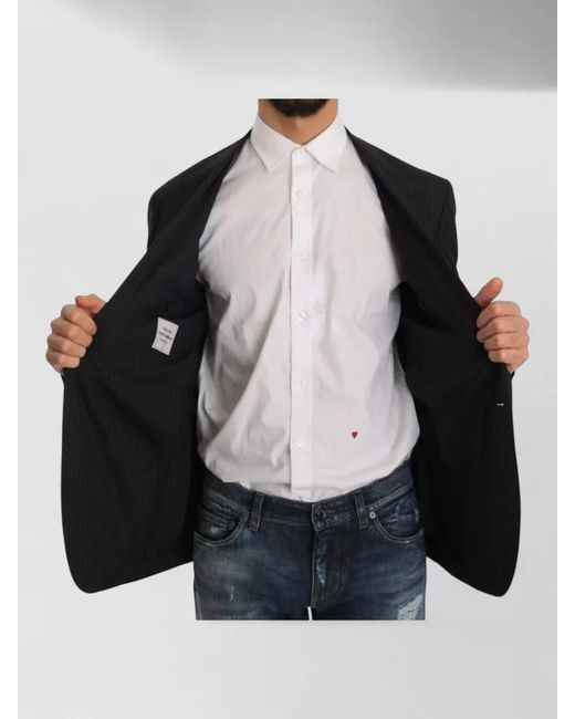 Dolce & Gabbana Black Striped Slim-Fit Blazer for men
