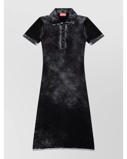 DIESEL Black Knee Length Dress Cotton Knit Texture