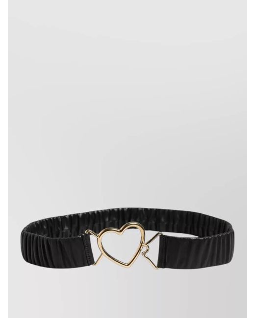 Dolce & Gabbana Black Leather Belt Heart Metal Buckle Elastic