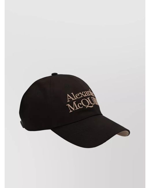 McQueen Black Cotton Logo Baseball Cap for men