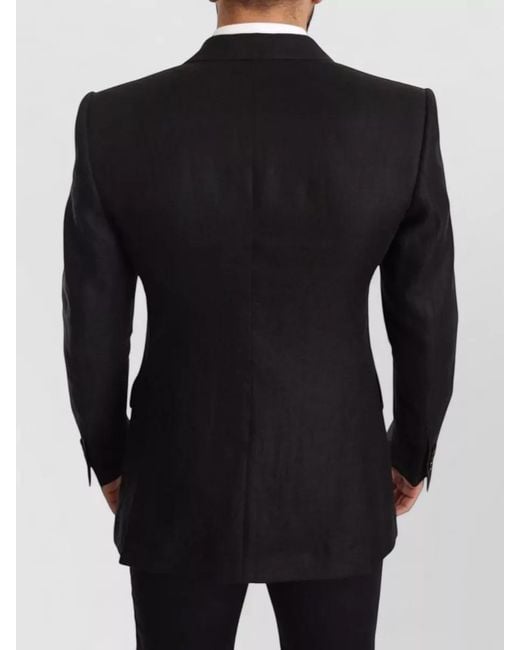 Dolce & Gabbana Black Linen Slim Fit Blazer Jacket for men