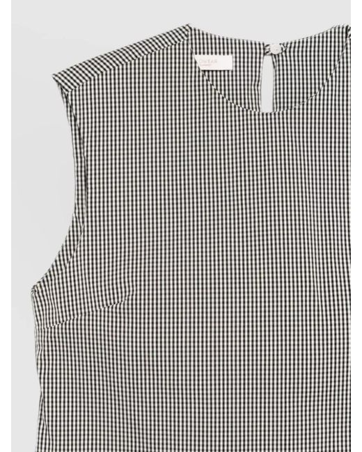 Incotex Gray Gingham-Pattern Sleeveless Blouse