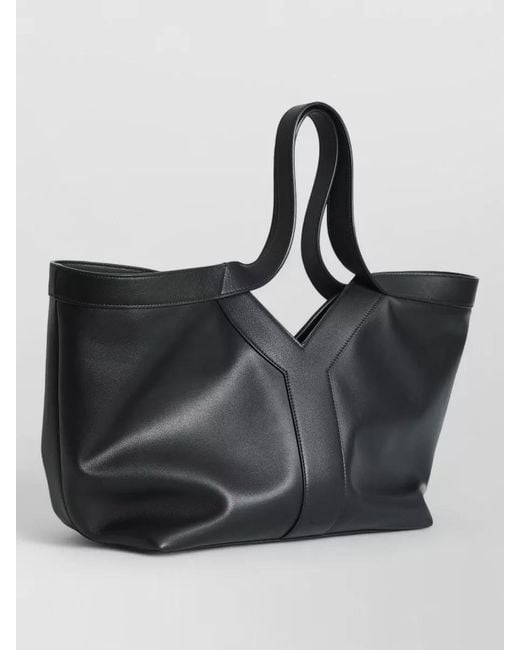 Saint Laurent Black Small Calfskin Y Stitch Tote Bag