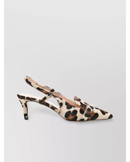 P.A.R.O.S.H. Metallic Leather Leopard-Print Slingback Pumps