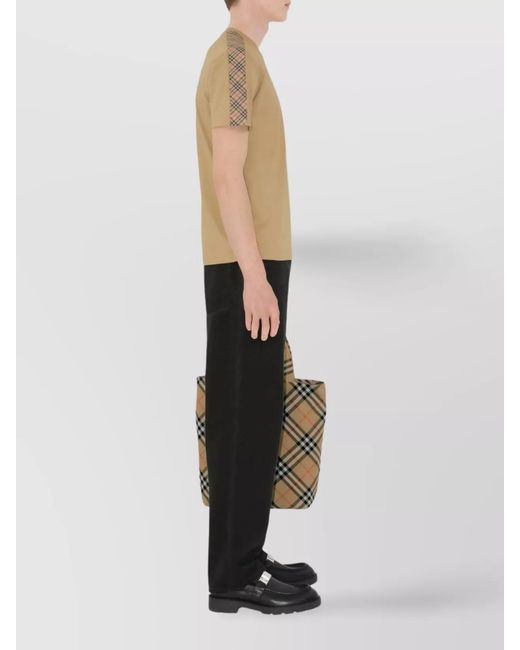 Burberry Natural Cotton Slim-Fit Check-Trim T-Shirt for men