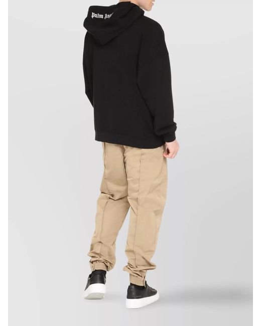 Palm Angels Blue Ribbed Cotton Hoodie for men
