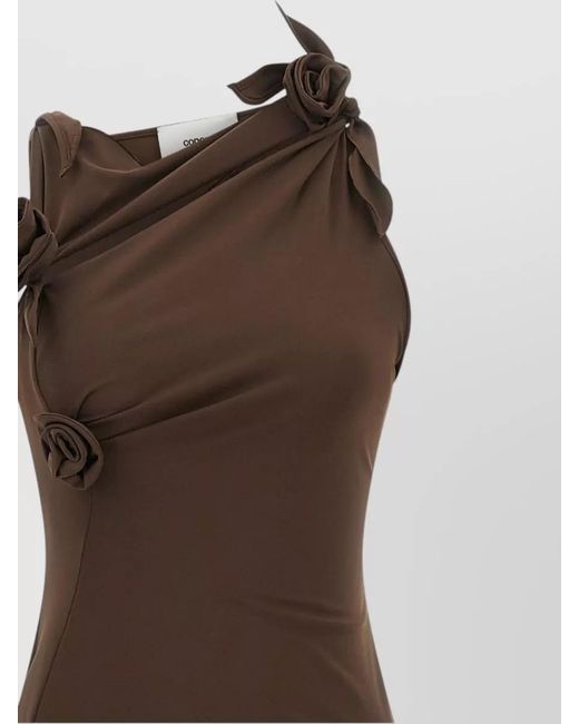Coperni Brown Asymmetric One-Shoulder Cutout Midi Dress