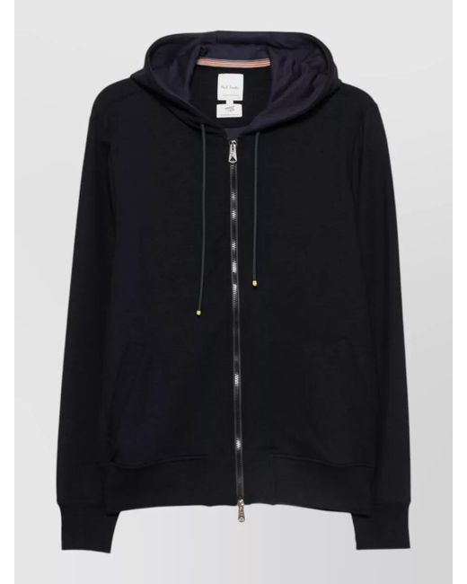 Paul Smith Black Hooded Jacket Drawstring Hood Front Pockets for men