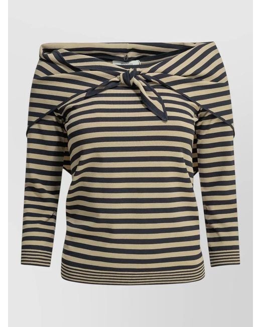 Max Mara Gray Off Shoulder Sweater Scarf Style Stripes