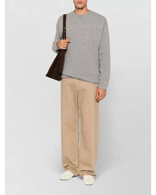 Extreme Cashmere Gray Cashmere Crew Neck Sweater Dropped Shoulders