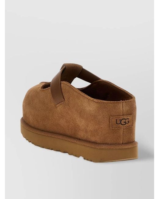 Ugg Brown Suede Leather Platform Clogs