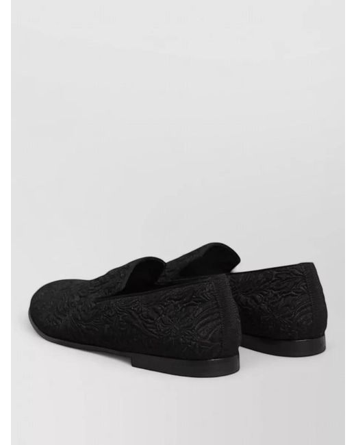 Dolce & Gabbana Black Velvet Leather Jacquard Slippers for men