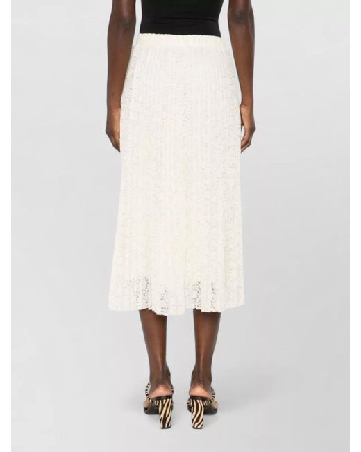 Ermanno Scervino Natural Floral Pleated Maxi Skirt