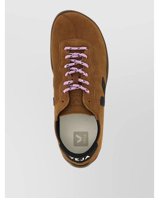 Veja Brown Jitsu Lace Up Sneakers Round Toe Suede for men