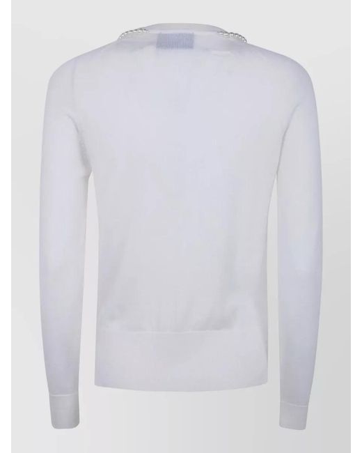 Simone Rocha White Silk Cardigan Merino Knit Pearl Embroidery