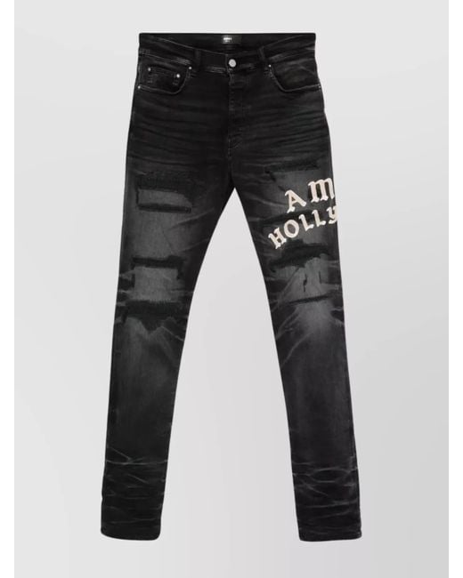 Amiri Black Hollywood Repaired Jean Distressed Skinny Jeans for men