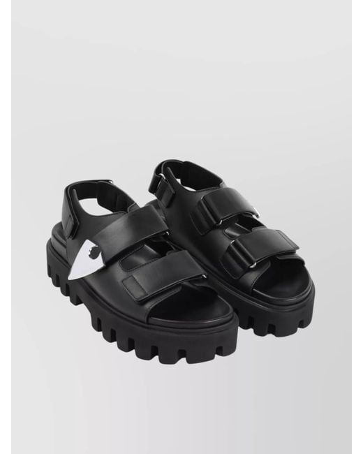 McQueen Black Leather Sandals