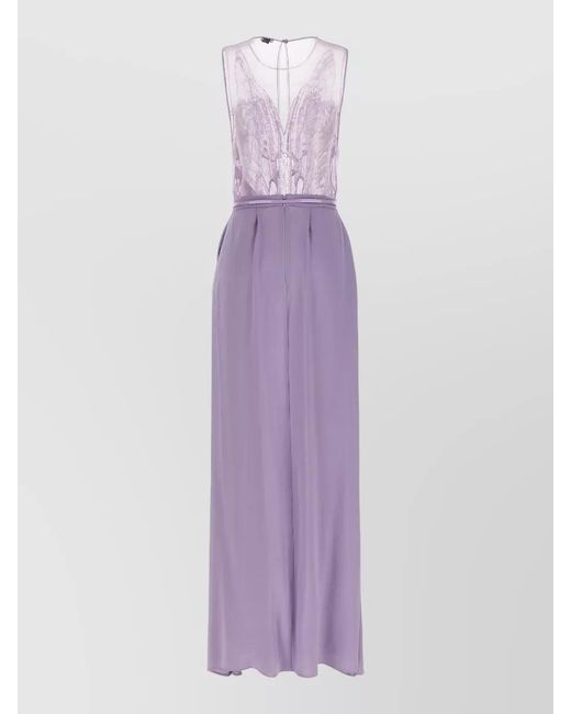 Elisabetta Franchi Purple Viscose Sleeveless Maxi Dress