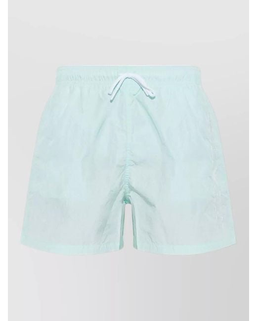 Emporio Armani Blue Swim Shorts Drawstring Waist Elastic Logo Side for men