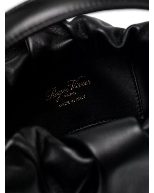 Roger Vivier Black Leather Draped Mini Hobo Bag