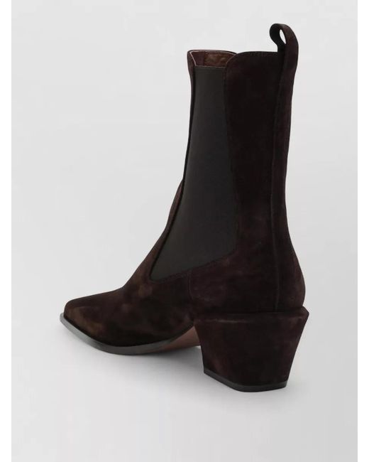 Paris Texas Black Ankle Boots Block Heel Elastic Panels