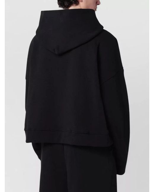 Entire studios Black Hooded Sweater Kangaroo Pocket Ribbed Trims for men