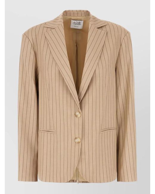 LE SULLY STUDIO Natural Pinstripe Jacket And Gilet Long Sleeves