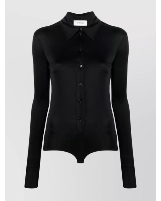 Sportmax Black Viscose Shirt Bodysuit