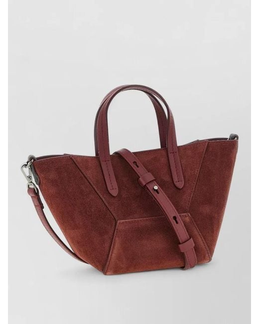 Brunello Cucinelli Red Bc Duo Mini Suede Tote Bag