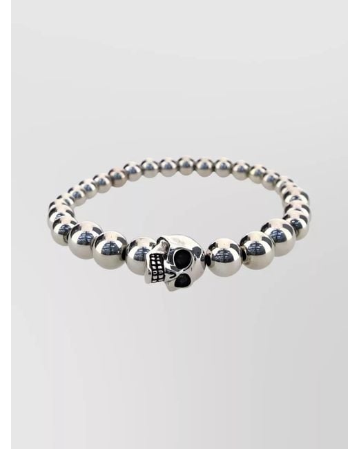 McQueen Gray Beaded Bracelet for men