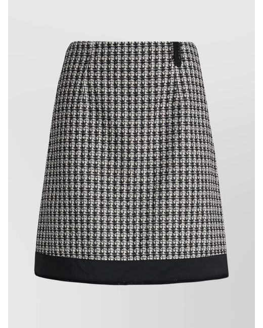 Moncler Black Tweed Fringed A-Line Miniskirt