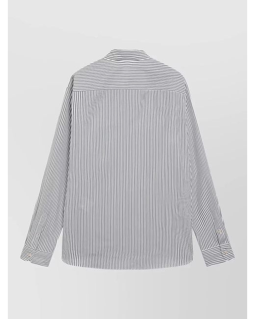 Valentino Gray Striped Shirt Button Down Collar Cuffs for men