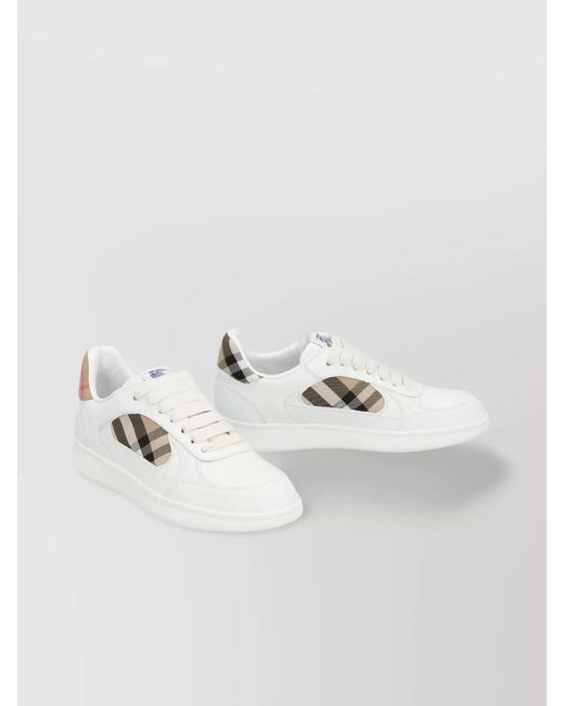 Burberry White Leather Low-Top Sneakers