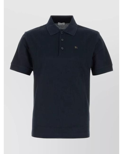 Burberry Blue Piquet Polo Shirt Short Sleeves Collar for men