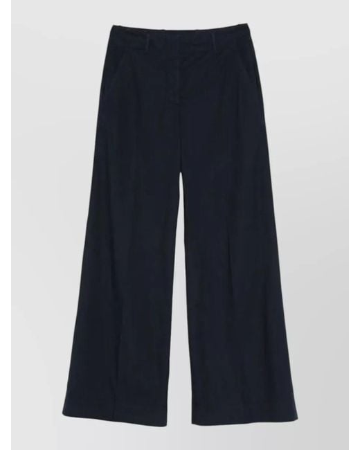 Incotex Blue Ilya Wide Leg Cotton Tailored Trousers