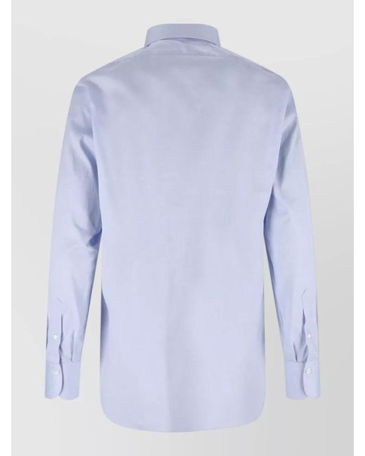 Finamore 1925 Blue Shirt Button Down Collar Comfortable Fit for men