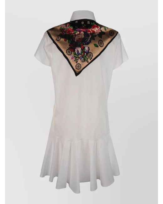 Moschino White Short Sleeve Dress Flared Hem Scarf Detail