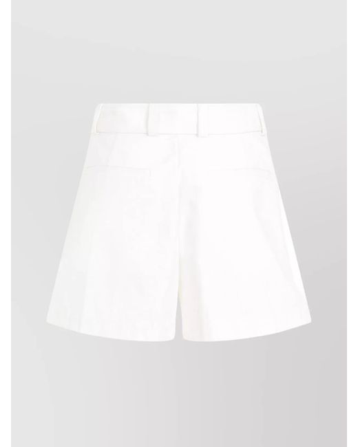 Jil Sander White Cotton High-Rise Flared Tailored Shorts