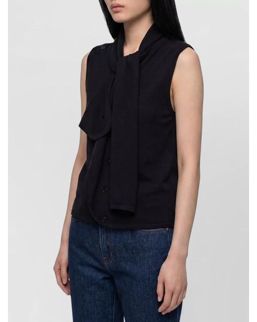 Lemaire Blue Asymmetrical Merino Wool Blend Cardigan Scarf