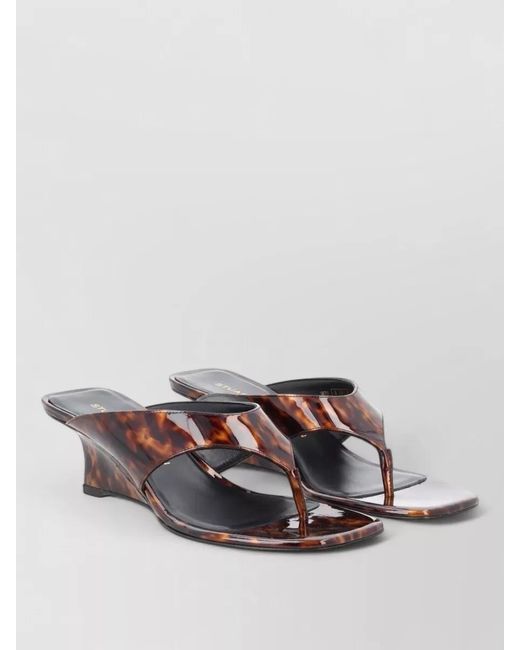 Stuart Weitzman Gray Sandal Open Toe Wedge Heel Tortoiseshell Pattern