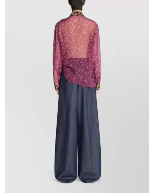 Dries Van Noten Purple Printed Embroidered Shirt