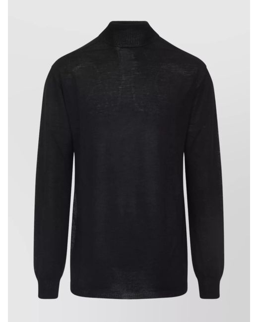 Rick Owens Blue Virgin Wool Oversized Ribbed Turtleneck Sweater for men