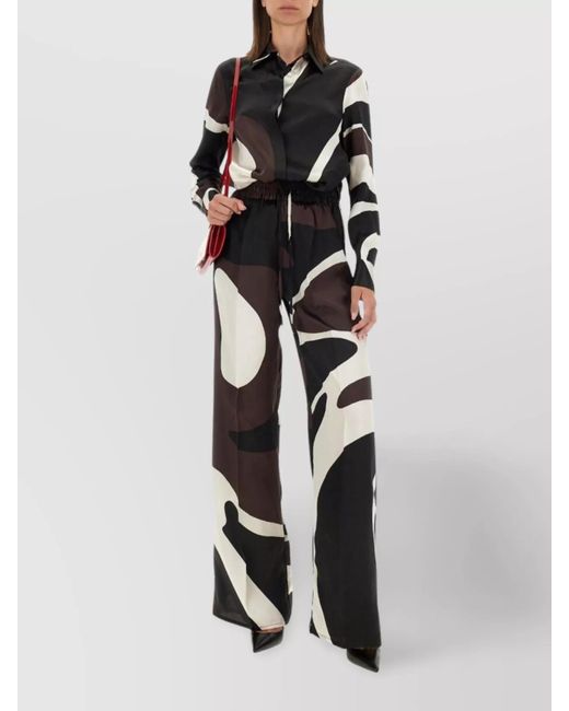 Kiton White Abstract Pattern Collared Neck Long Sleeves Top
