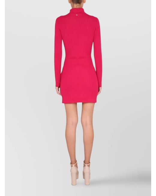 DSquared² Pink Virgin Wool High Neck Mini Dress